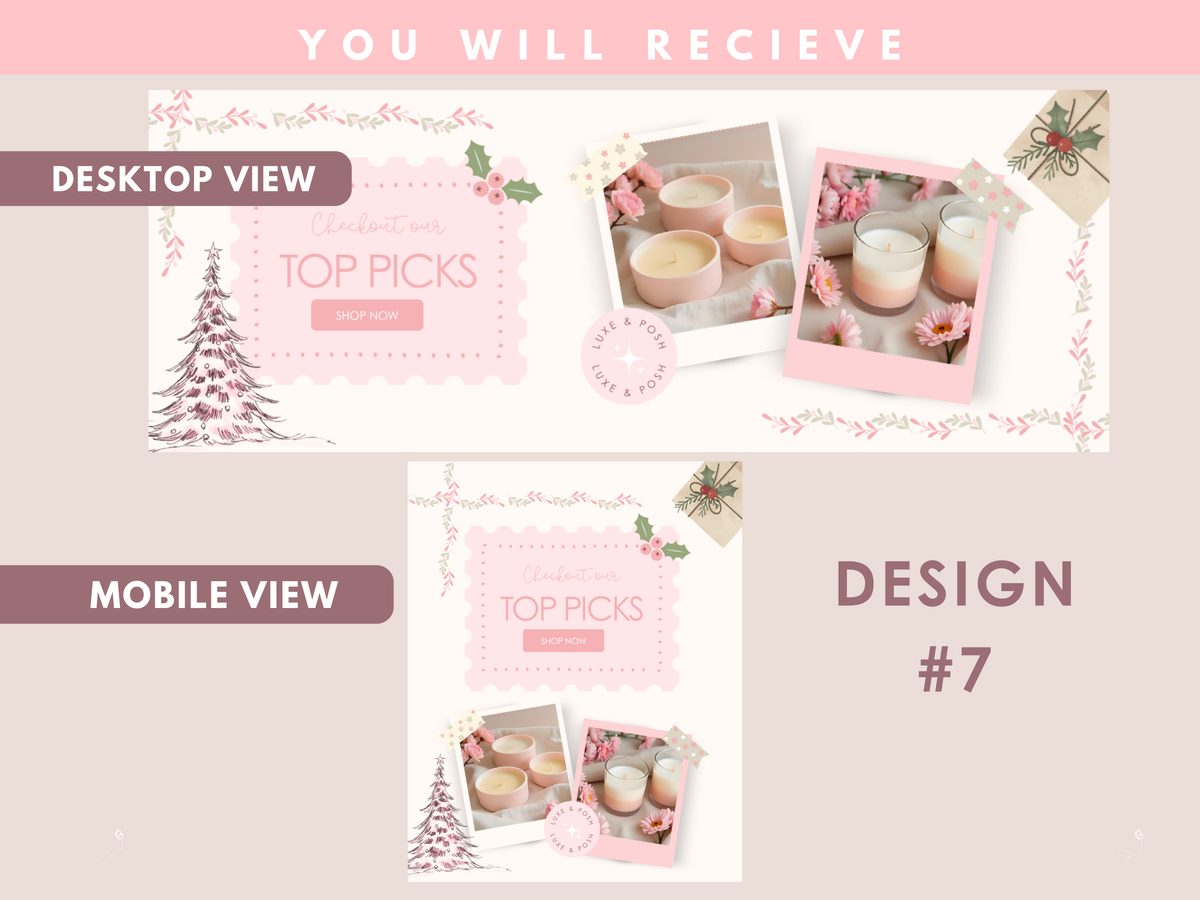 Pink Christmas Coquette Website Banner Templates