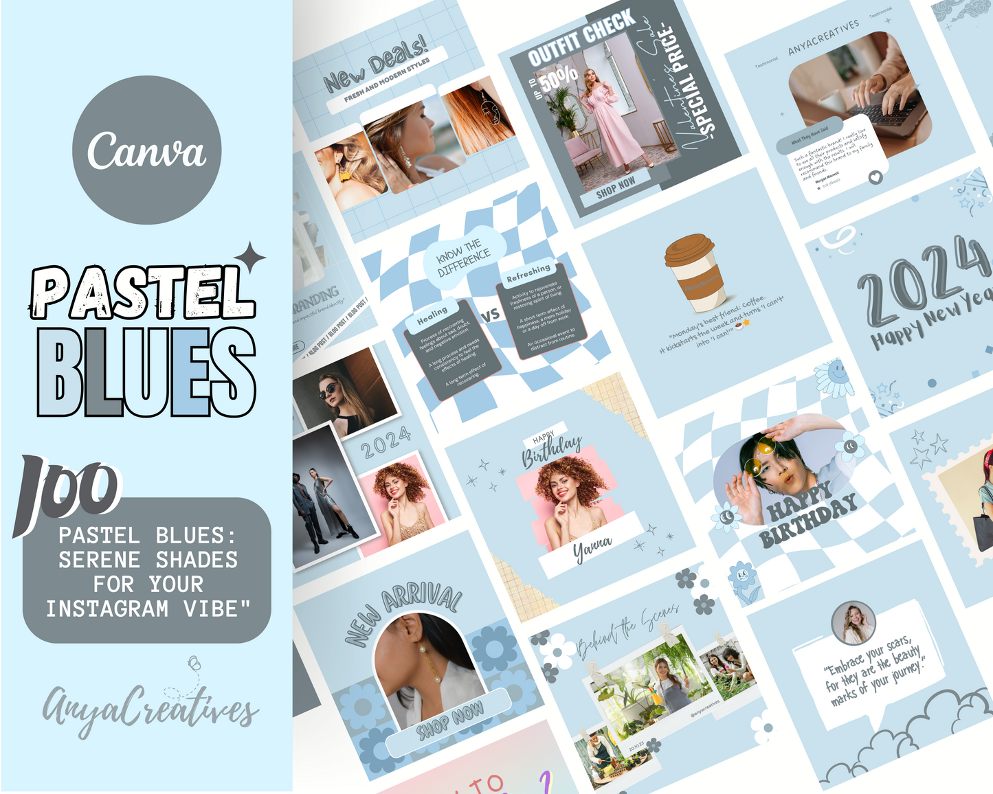 blue instragram post canva temlpate
