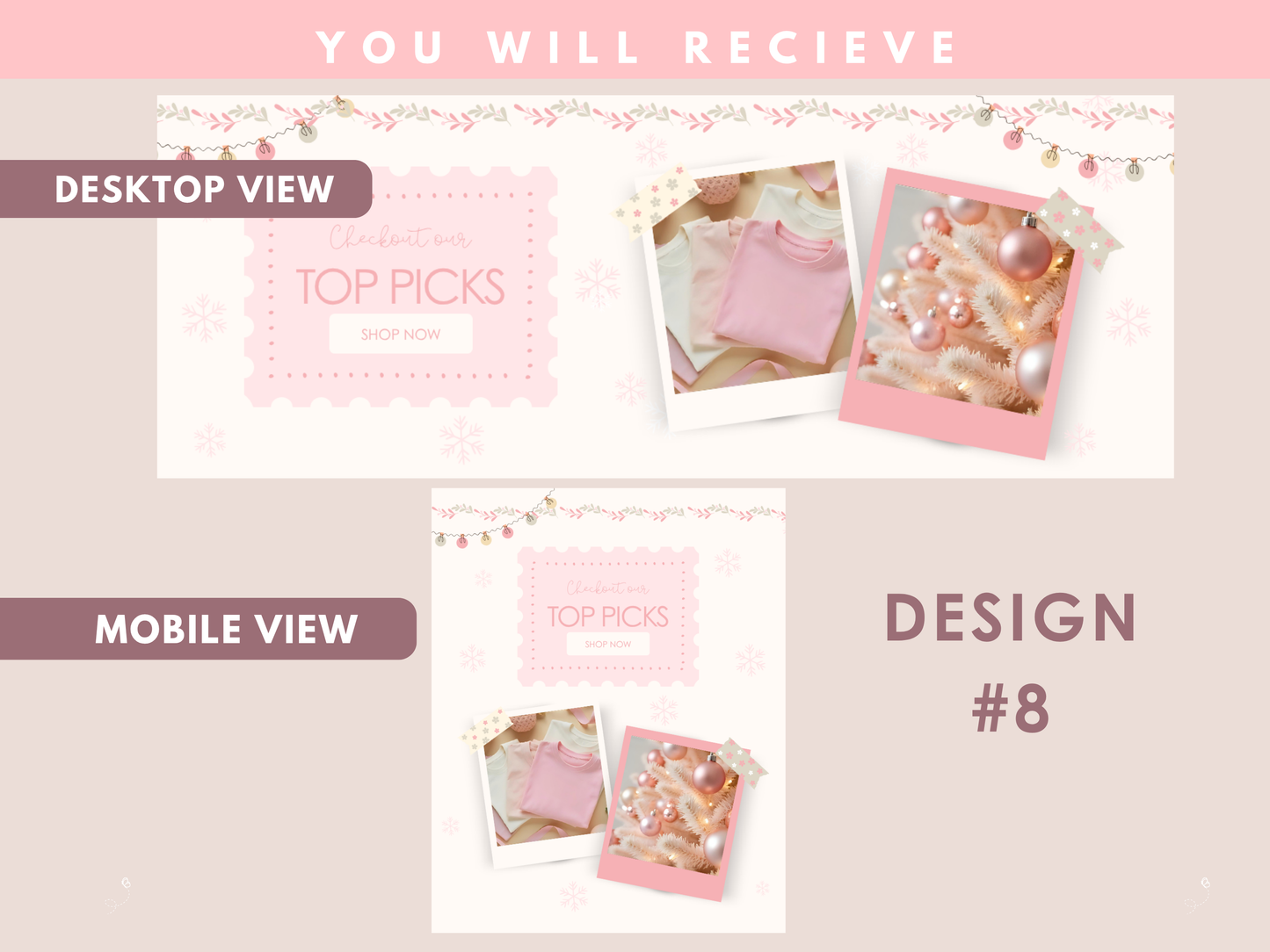 pink christmas coquette website banner templates