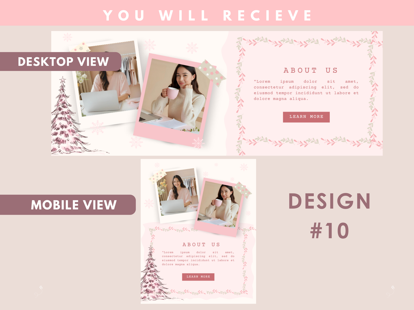 pink christmas coquette website banner templates