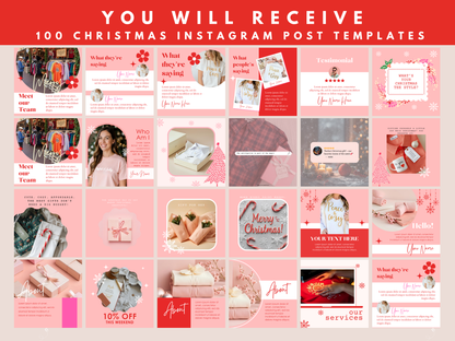 Pink Coquette Christmas Instagram Templates