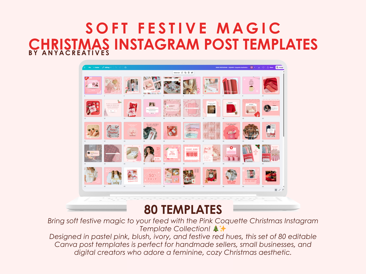 pink coquette christmas instagram templates