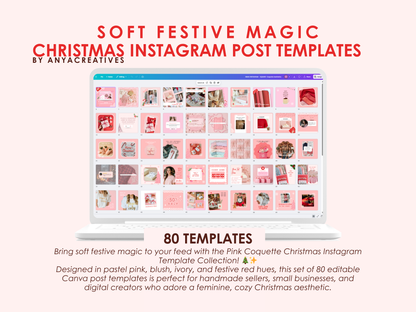 Pink Coquette Christmas Instagram Templates