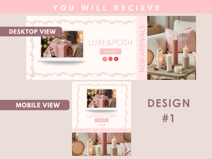 Pink Christmas Coquette Website Banner Templates