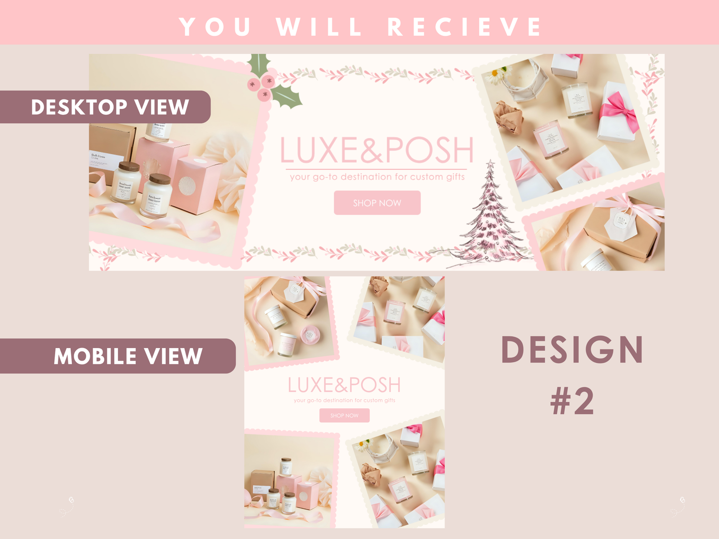 pink christmas coquette website banner templates