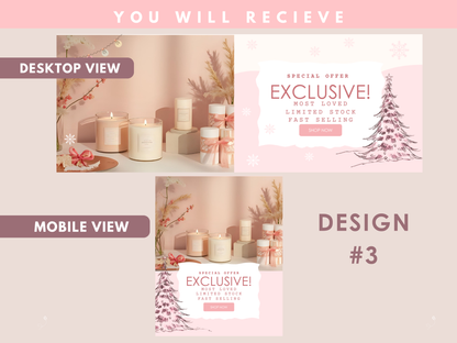 Pink Christmas Coquette Website Banner Templates