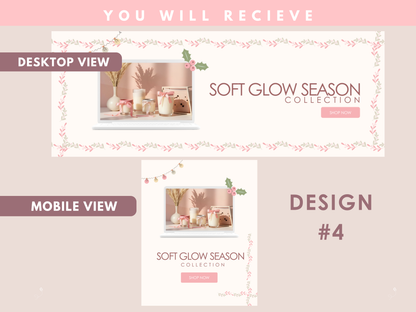 Pink Christmas Coquette Website Banner Templates