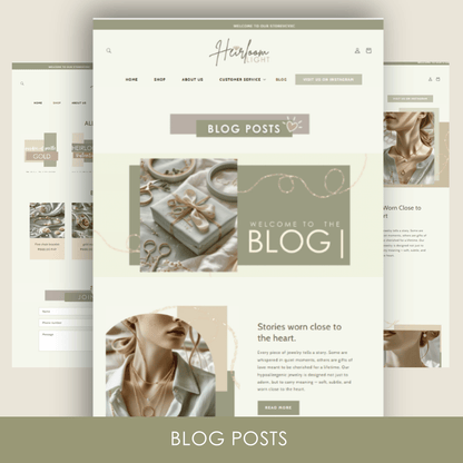 Shopify Theme Template - Aesthetic Shopify Template - Luxury Shopify theme - Shopify banner - Heirloom Light - AnyaCreatives