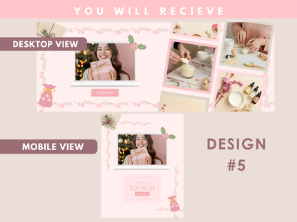 Pink Christmas Coquette Website Banner Templates