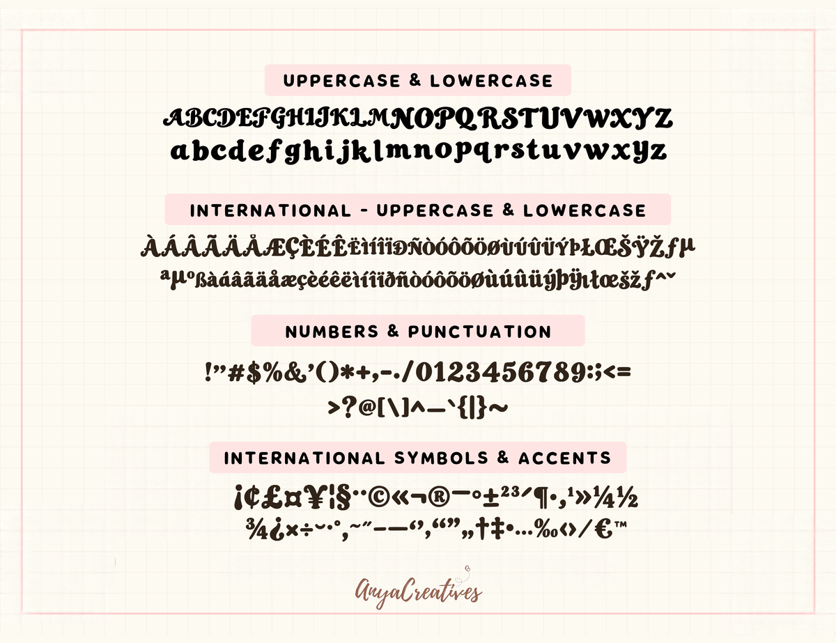 Blush Bloom playful serif font alphabet and lettering samples