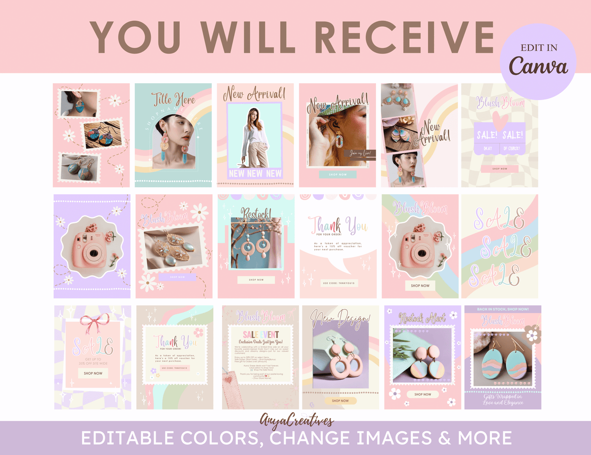 Blush Bloom Email Marketing Canva Templates