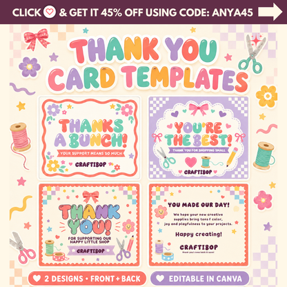 CRAFTIBOP Thank You Card Templates – Editable Canva Inserts