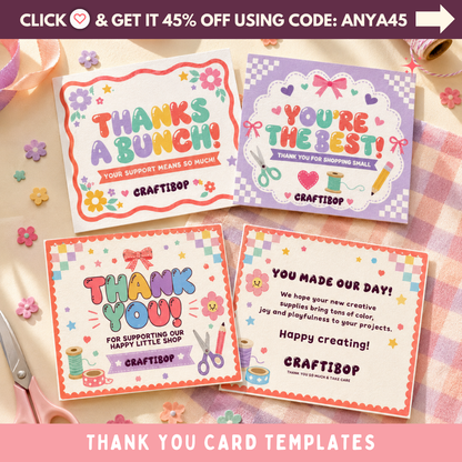 CRAFTIBOP Thank You Card Templates – Editable Canva Inserts
