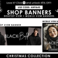 Christmas Website Banners | Black & White Christmas Website | Canva Templates | BBv1 | Luxury Black Shopify