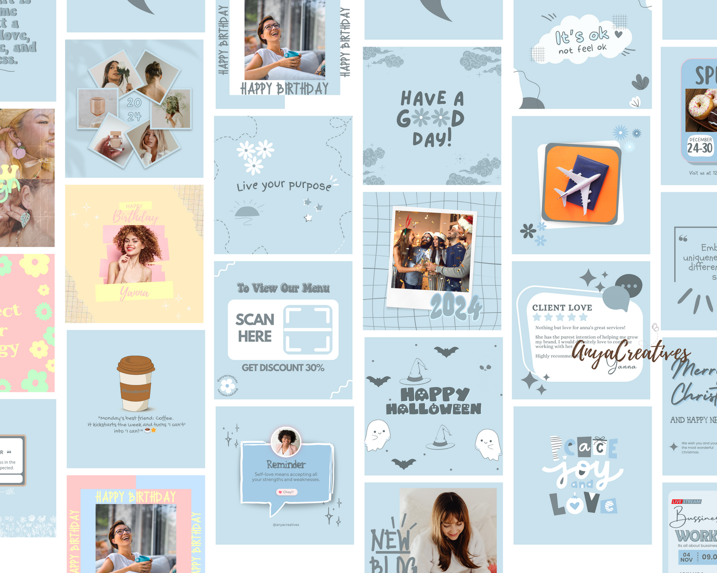 blue instragram post canva temlpate