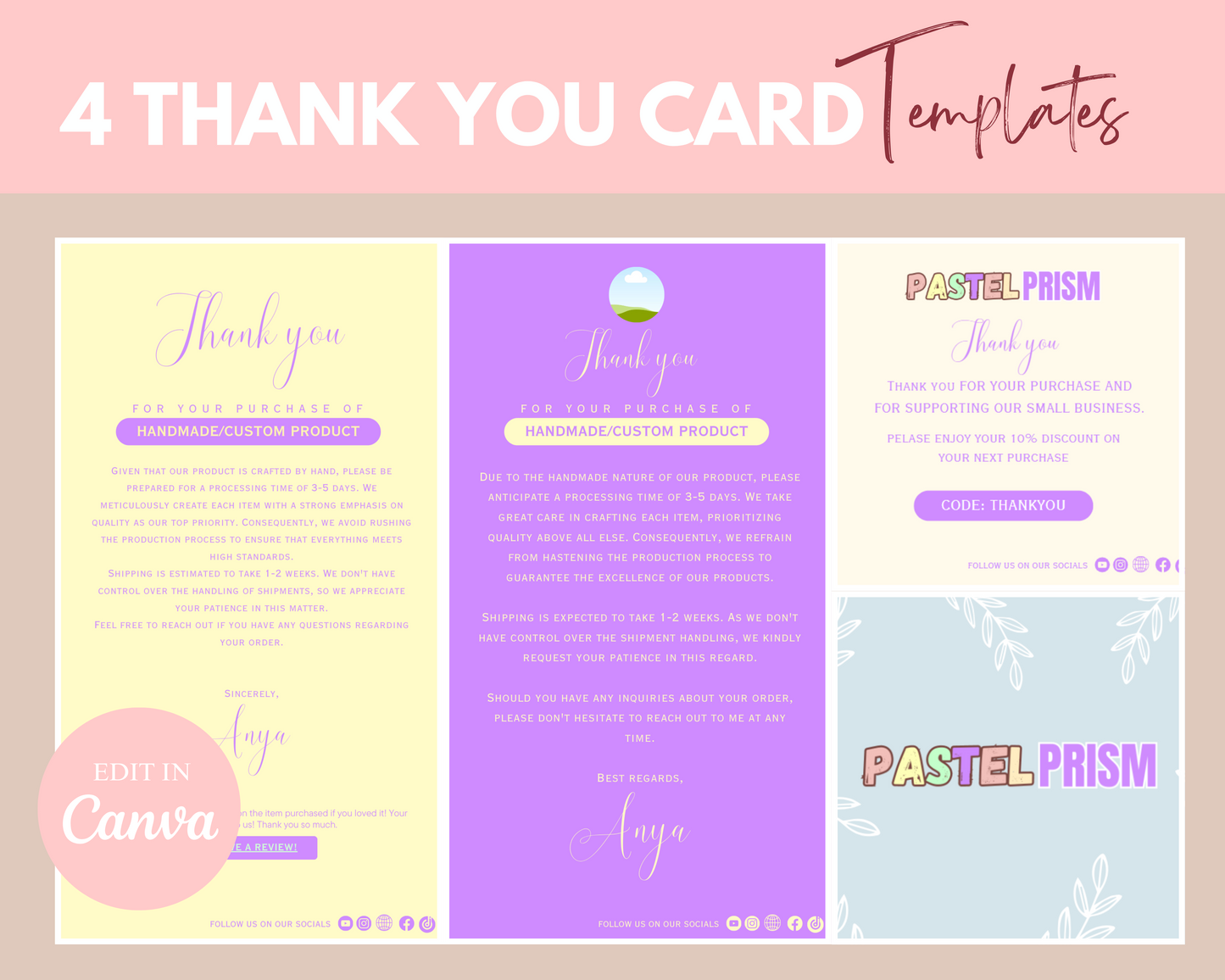 etsy shop banner templates pastel prism rainbow