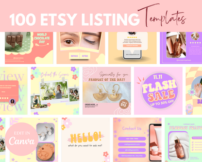 Etsy Shop Banner Templates Pastel Prism Rainbow