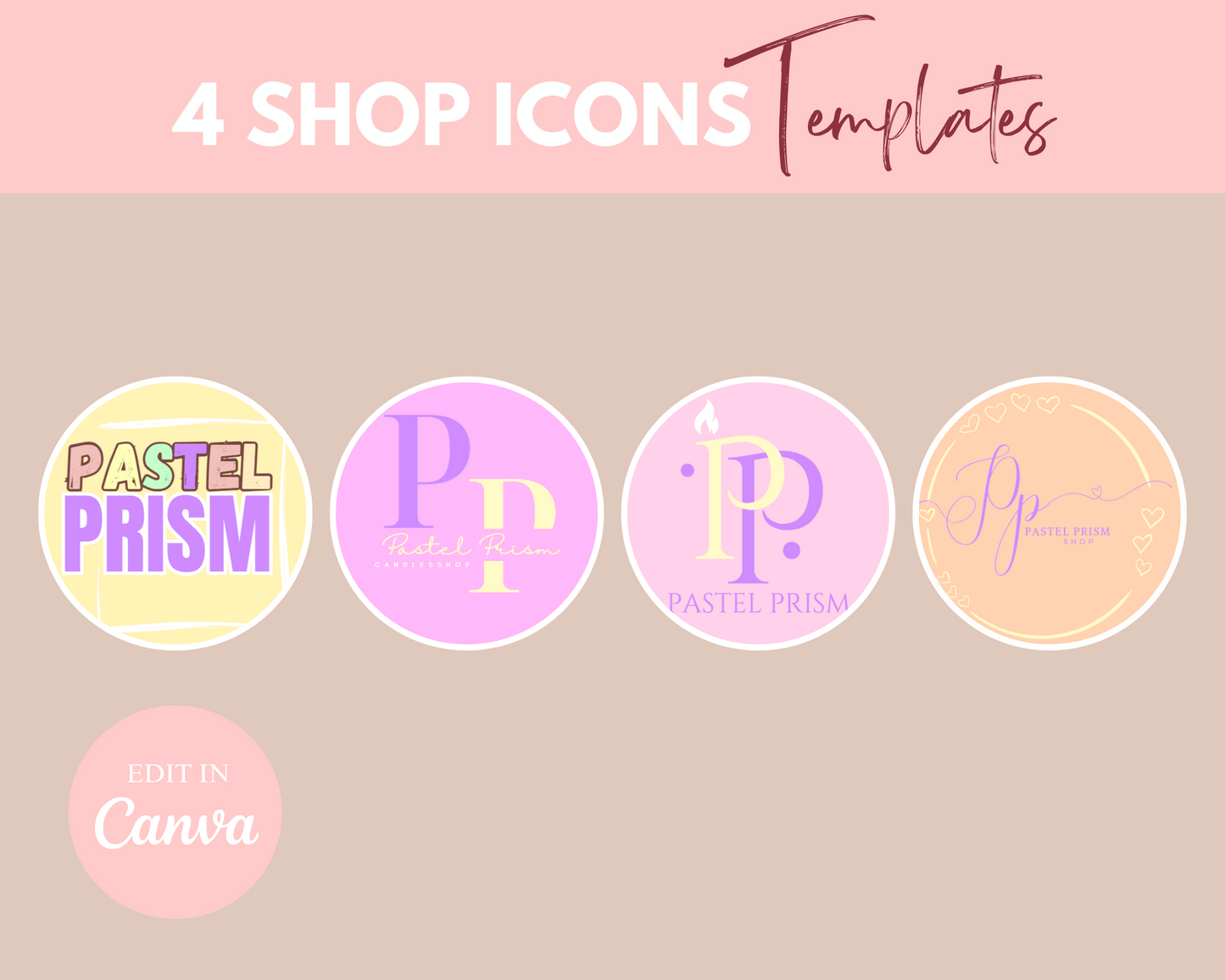 etsy shop banner templates pastel prism rainbow