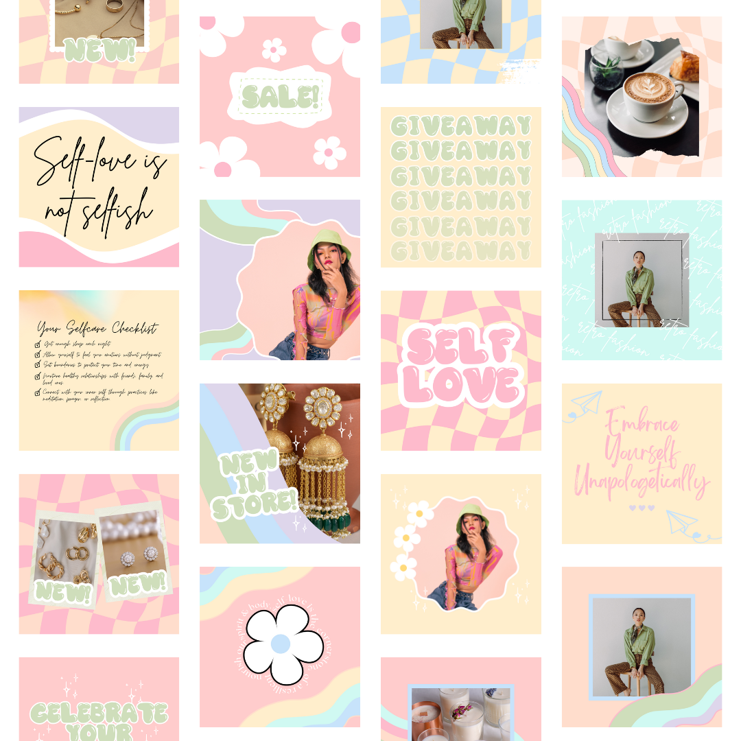 pink retro instagram  post templates