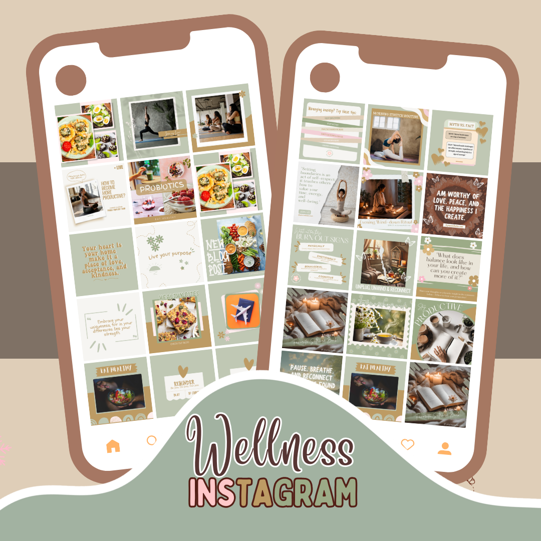 customizable wellness instagram post templates | boost engagement with health & fitness designs