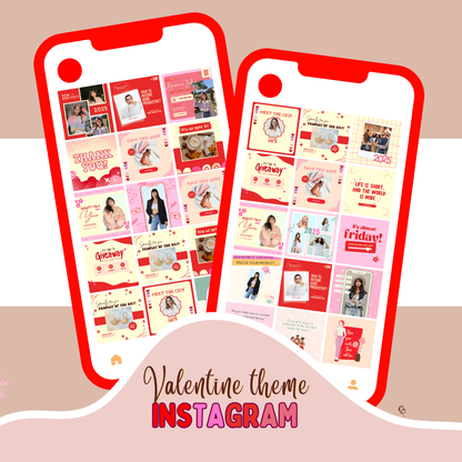 Valentine’s Instagram Bundle - 100+ Romantic Canva Templates in a Gorgeous Red Palette