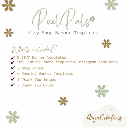 Cottagecore Sage Green Editable Etsy Branding Kit Template
