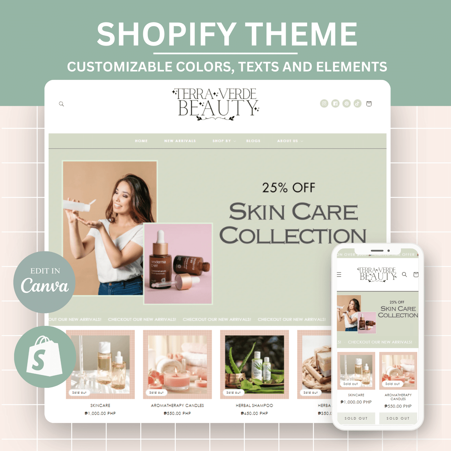terra verde beauty shopify theme - website design template - shopify 2.0 - beauty shopify banners - shopify themes for beauty products