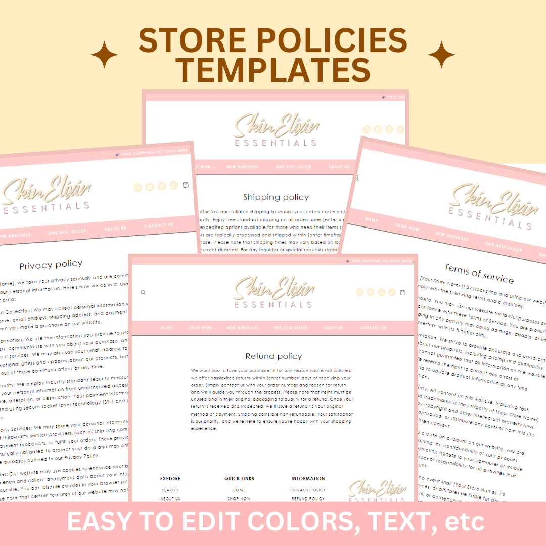 shopify theme pink peach orange customizable colors shopify template - beauty website template - skincare shopify - pastel shopify website