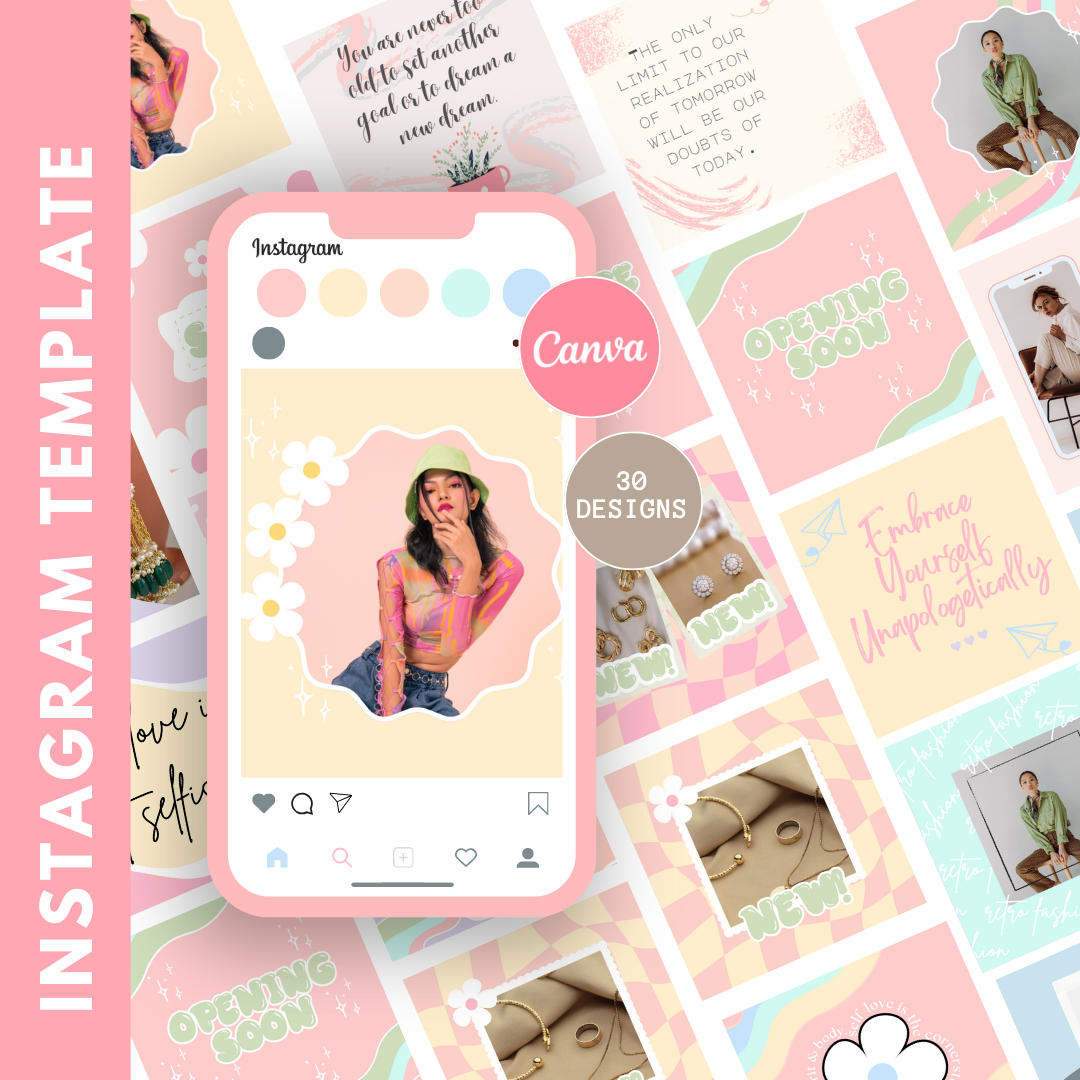 pink retro instagram  post templates