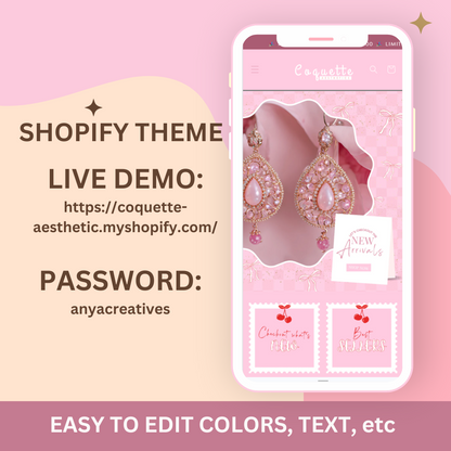 Shopify Theme Coquette Red Pink Bows Customizable Ecommerce Shopify Theme