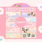 Shop Banner Templates Canva - Shopify Store Banner Designs - Playful Rainbow Website Design - Editable Ecommerce Graphics