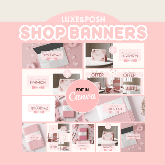 Luxury Shopify Shop Banners – Elegant Minimalist White &amp; Pink Aesthetic