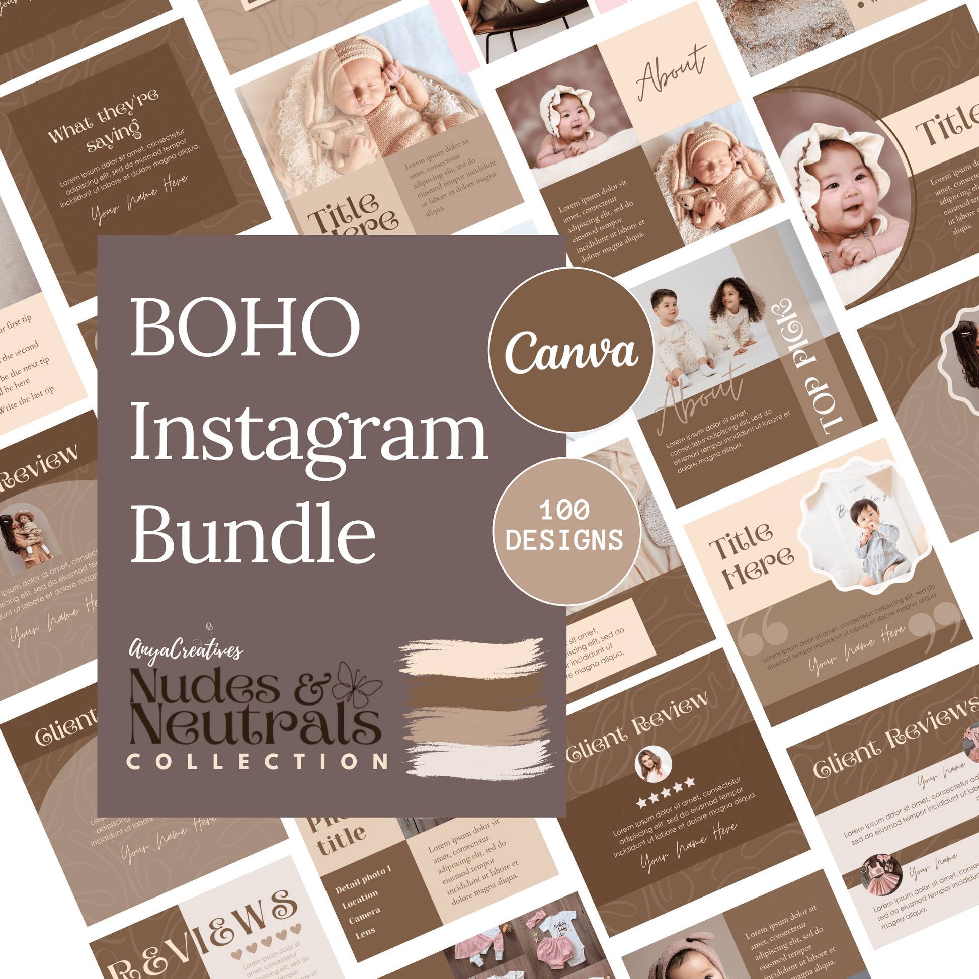 Instagram Template Bundle | Minimalist Neutral Aesthetic | Nude & Neutrals Collection