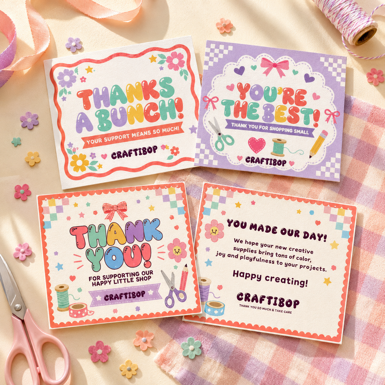 craftibop thank you card templates – editable canva inserts