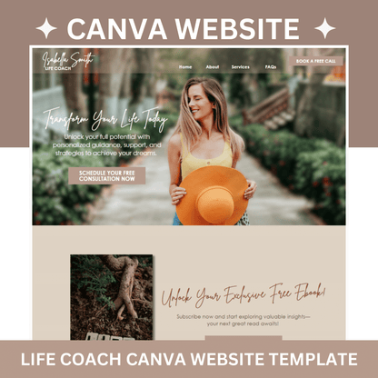 Canva Website Template for Coaches, Landing Page template, Life Coach Template, Coaching Program Service, Canva Website Template