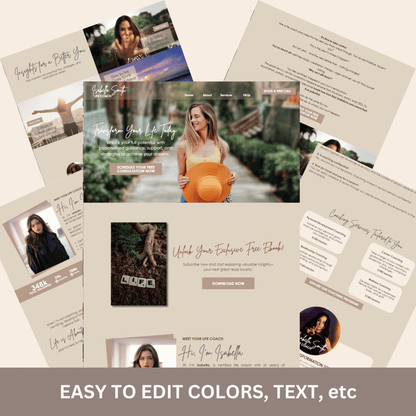 Canva Website Template for Coaches, Landing Page template, Life Coach Template, Coaching Program Service, Canva Website Template