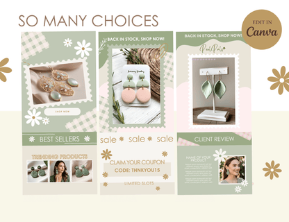 Sage Green Email Marketing Templates - Pastel Mailing List Design - Shopify Mailchimp Flodesk - Canva Newsletter Template - Pixel Pals
