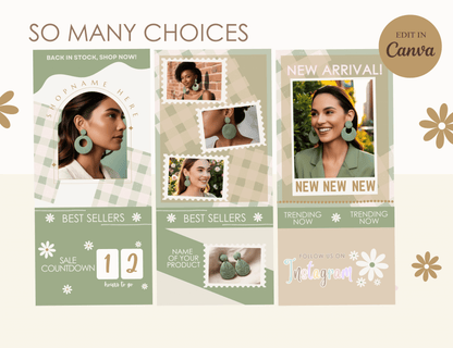 Sage Green Email Marketing Templates - Pastel Mailing List Design - Shopify Mailchimp Flodesk - Canva Newsletter Template - Pixel Pals