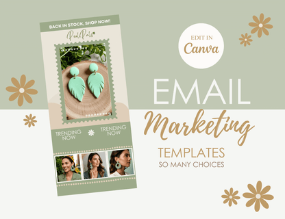 Sage Green Email Marketing Templates - Pastel Mailing List Design - Shopify Mailchimp Flodesk - Canva Newsletter Template - Pixel Pals