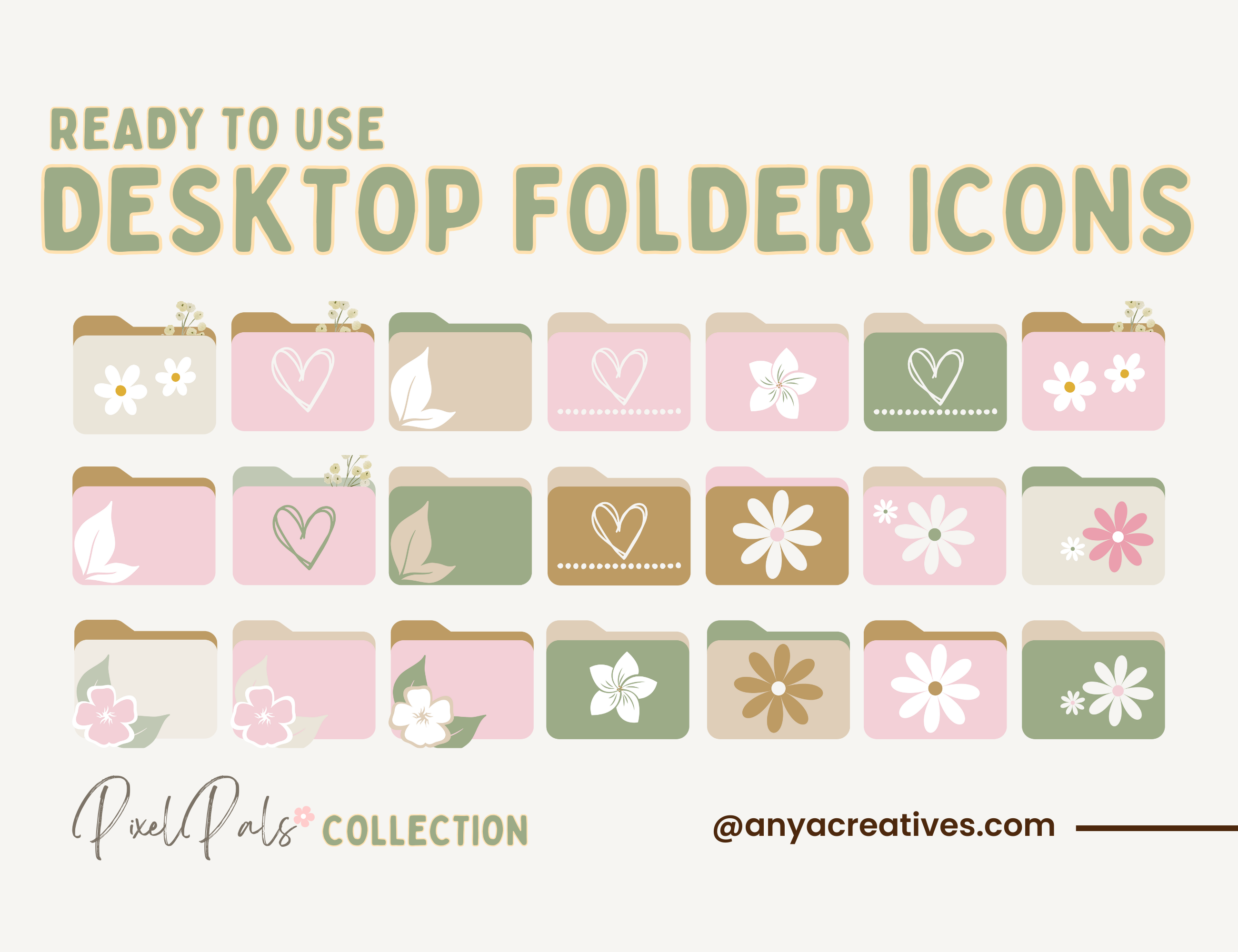 Desktop Folder Icons - Aesthetic Sage Green Computer Desktop Icons ...