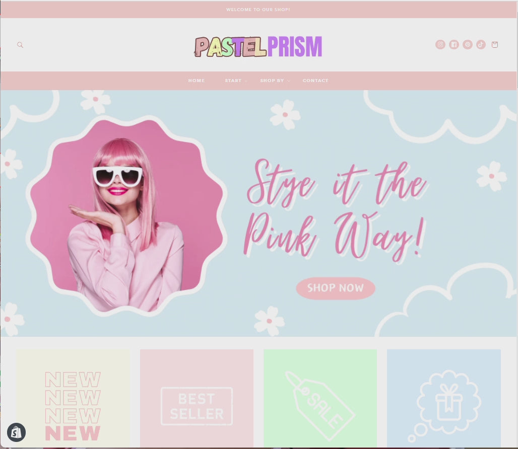 Pastel Prism Shopify Theme - Website Design Template - Shopify 2.0 - Pink Shopify Banners